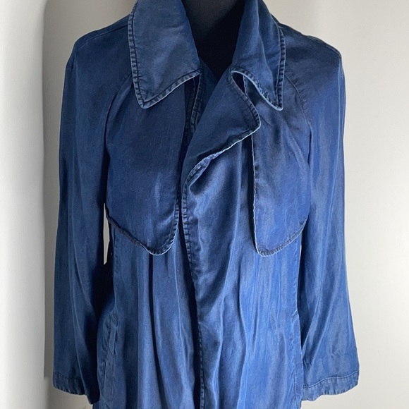Zara Denim Couture Trench Jacket Size S - Picture 8 of 9